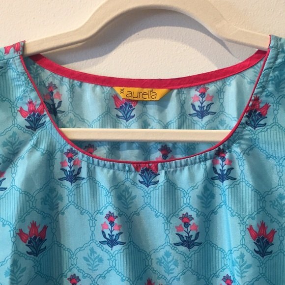 Aurelia XXL Blue Pink Kurta Beautiful Sheer Indian Attire - Picture 5 of 14